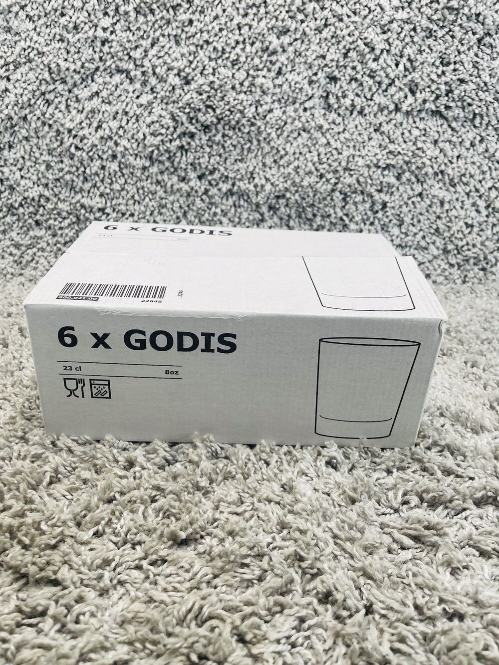 IKEA Godis Set of 6 Clear Drinking Glasses 8oz Cup 6inch #22648 Kitchen New
